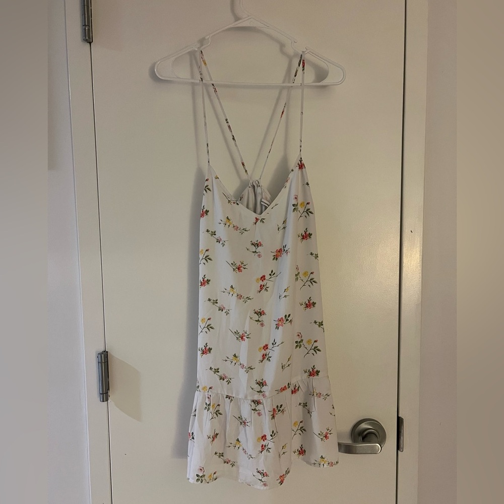 Abercrombie & Fitch White Floral Dress with Adjustable Tie Straps